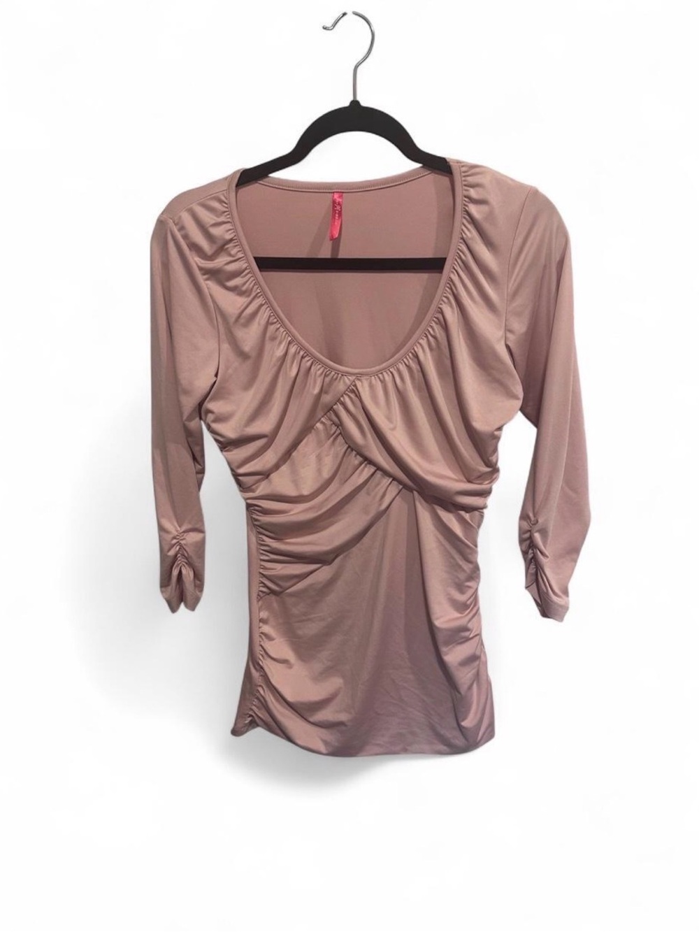 Ruby Ribbon Ruched Scoop Neck Top - Dusty Rose